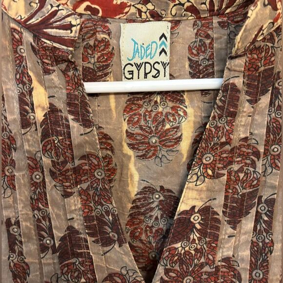 Jaded Gypsy Printed Cotton Tunic Dress One Size Hi-Low V-neck - Picture 7 of 7